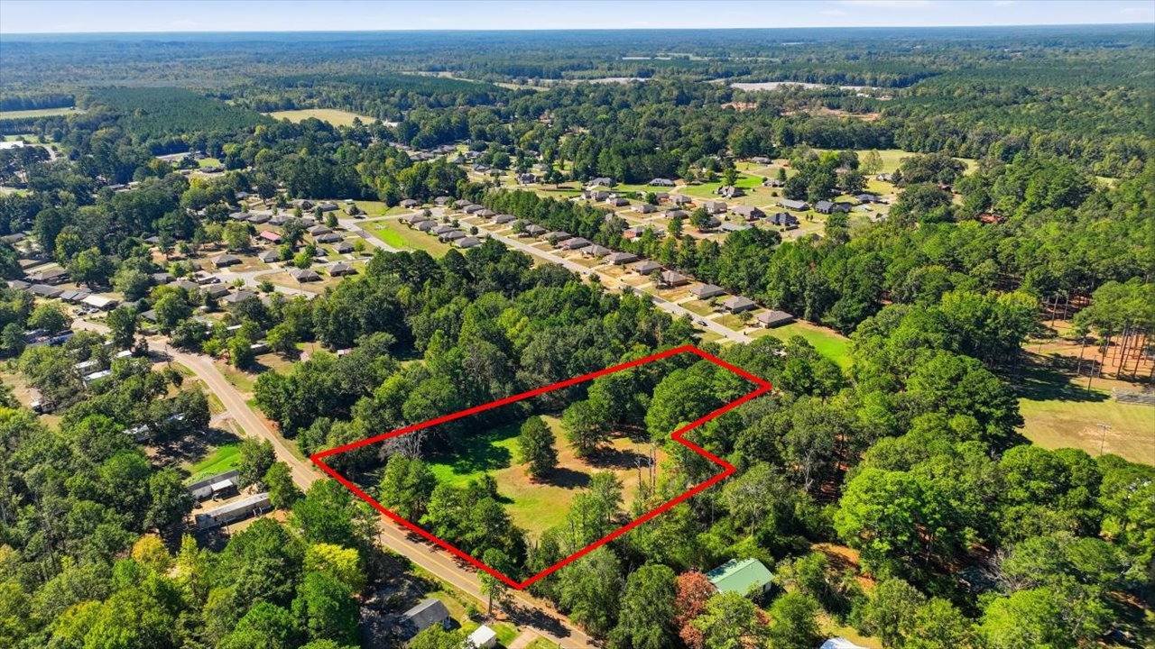 Aerial showing the parcel within the neighborhood; boundary markings approximate