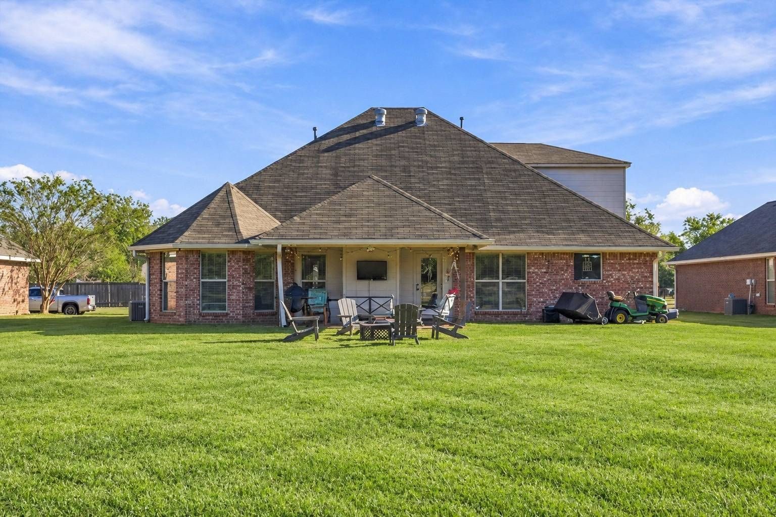 Rear exterior and backyard
