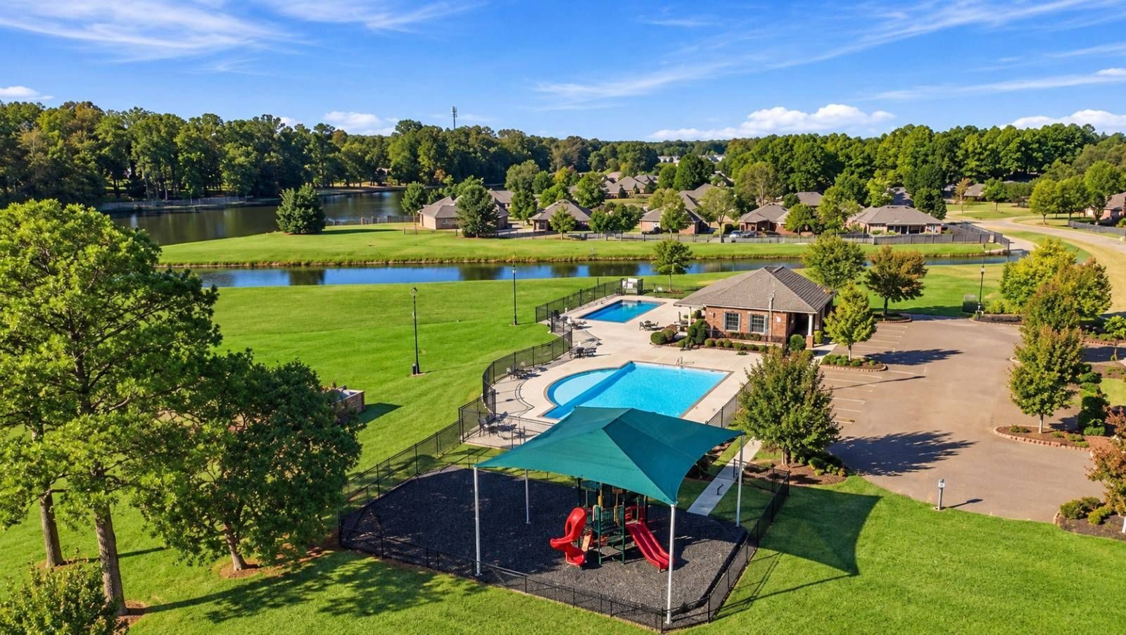 Aerial view of the Ashbrooke community pool